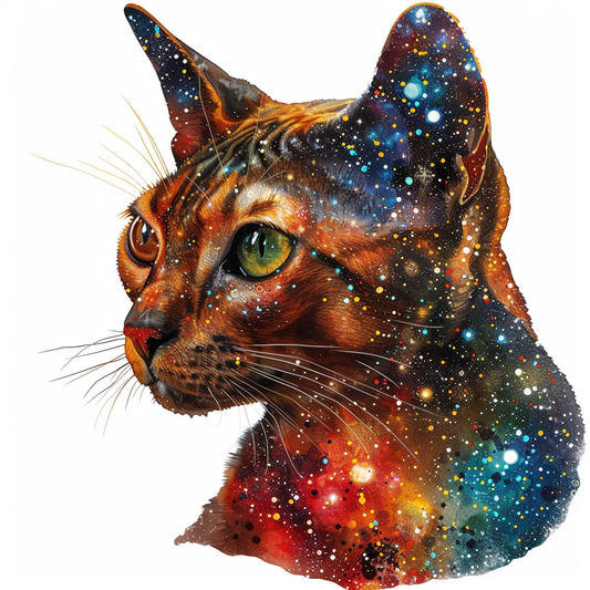 Abyssinian Cat astronaut majestic Expressive surreal Vinyl Decal Sticker for Car, Laptop, Tumbler and more # F021132-4" x 4"