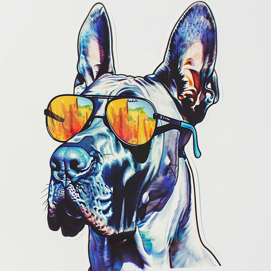 Adorable Great Dane Dog Expressive surreal Vinyl Decal Sticker for Car, Laptop, Tumbler and more # F018079