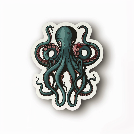 Sticker of a Octopus heartcore majestic Expressive surreal Vinyl Decal Sticker for Car, Laptop, Tumbler and more # F015723