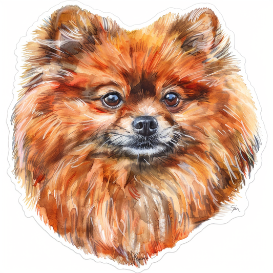 Sticker of a Pomeranian Dog majestic Expressive surreal Heartcore Vinyl Decal Sticker for Car, Laptop, Tumbler and more # F014063