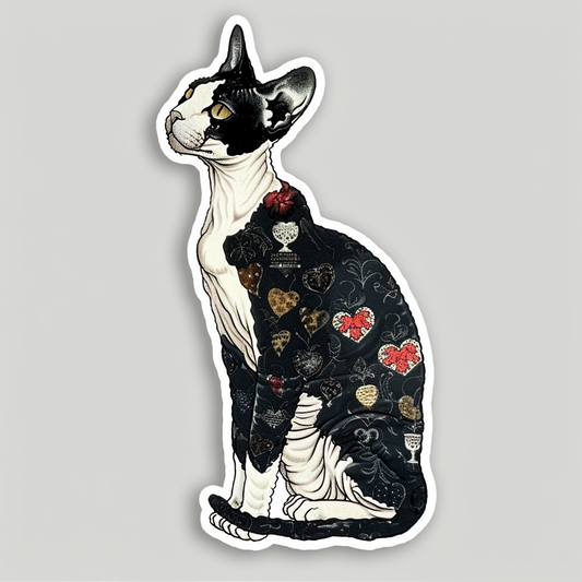 Adorable Cornish Rex Cat Expressive surreal Vinyl Decal Sticker for Car, Laptop, Tumbler and more # F021552-4" x 4"