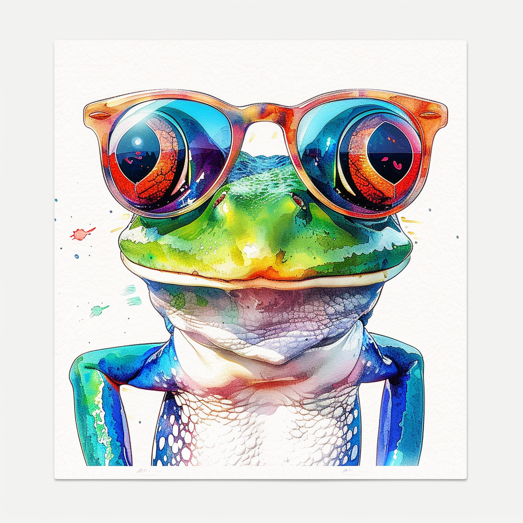 Sticker of a Frog wearing sunglasses majestic Expressive surreal Vinyl Decal Sticker for Car, Laptop, Tumbler and more # F016705