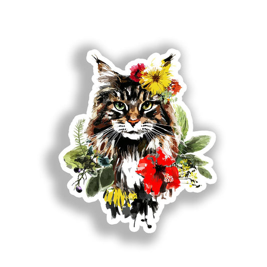 Maine Coon Cat Vinyl Decal Sticker for Car, Laptop, Tumbler and more # A019434-4" x 4"
