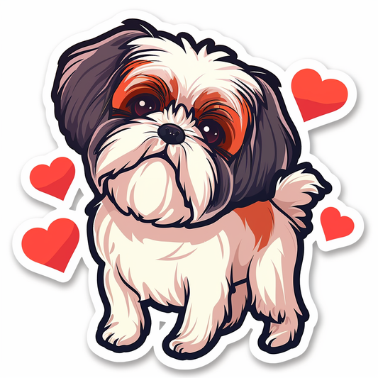 Adorable Shih Tzu Dog Expressive surreal Vinyl Decal Sticker for Car, Laptop, Tumbler and more # F018310