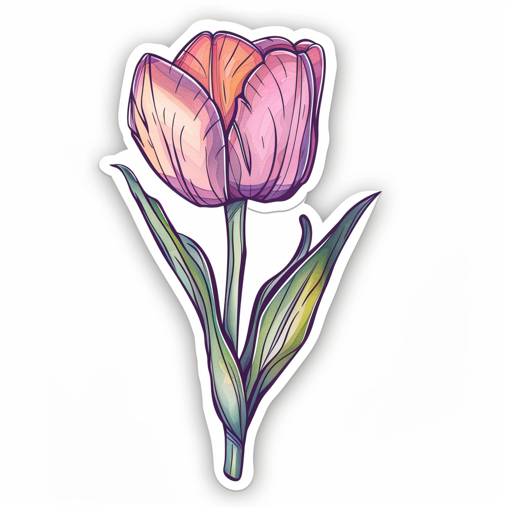 Sticker of a Tulip flower Vinyl Decal Sticker for Car, Laptop, Tumbler and more # F023409