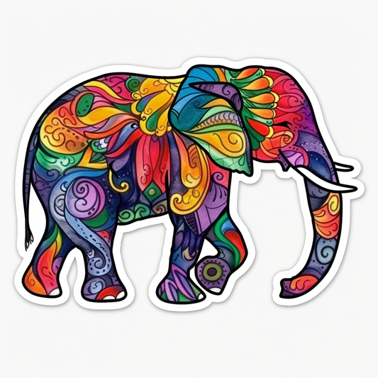 Elephant Expressive surreal Vinyl Decal Sticker for Car, Laptop, Tumbler and more # F022397