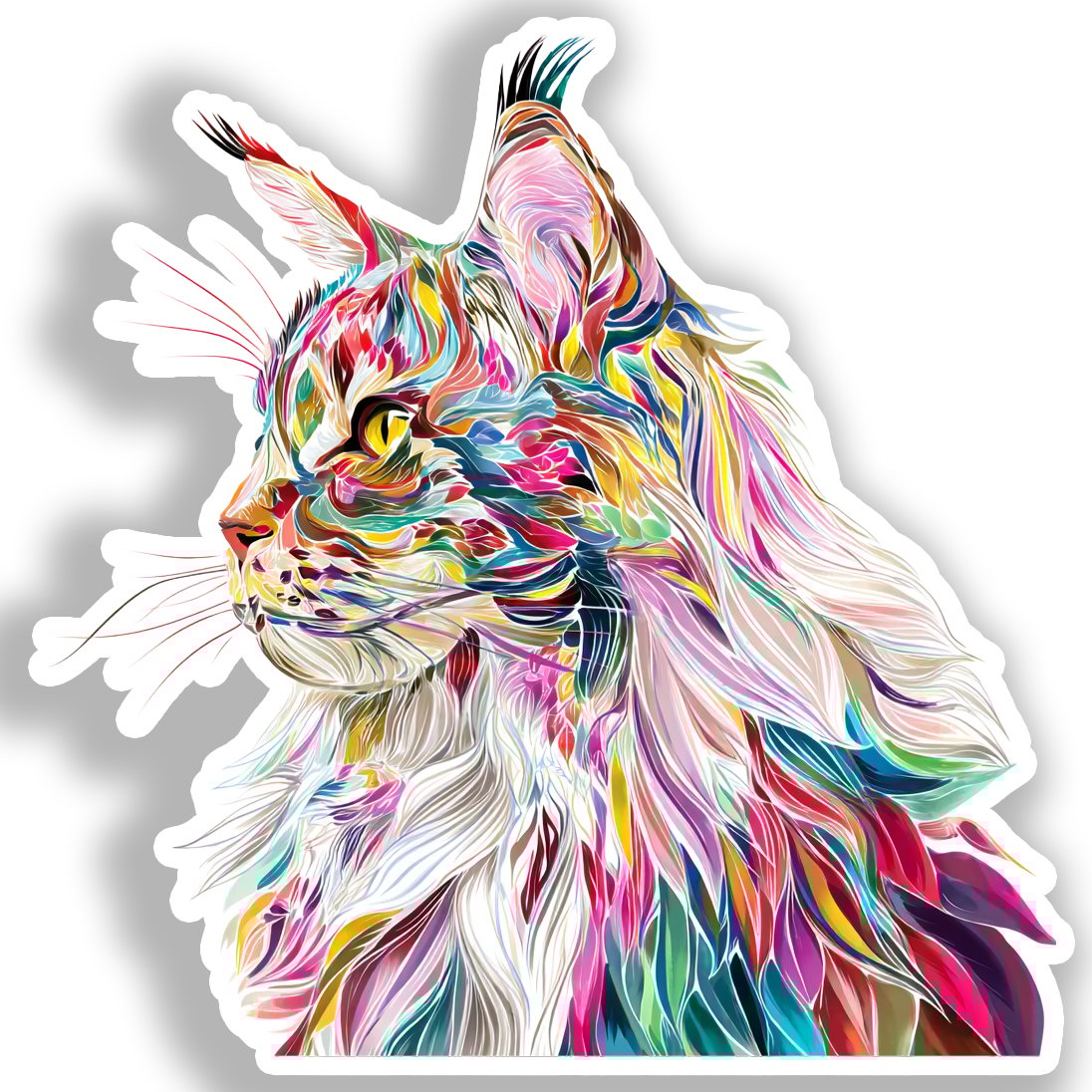 Maine Coon Cat Vinyl Decal Sticker for Car, Laptop, Tumbler and more # A019368-4" x 4"