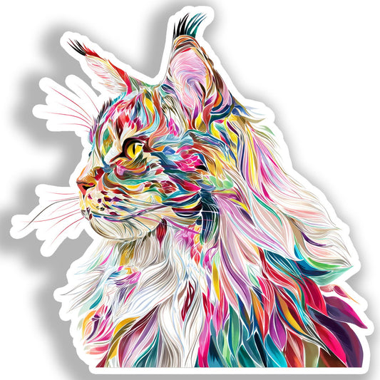 Maine Coon Cat Vinyl Decal Sticker for Car, Laptop, Tumbler and more # A019368-4" x 4"