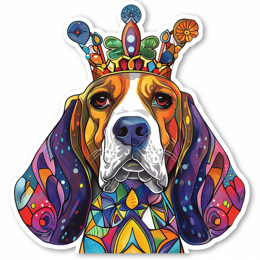 Beagle dog crowned Vinyl Decal Sticker for Car, Laptop, Tumbler and more # F011875