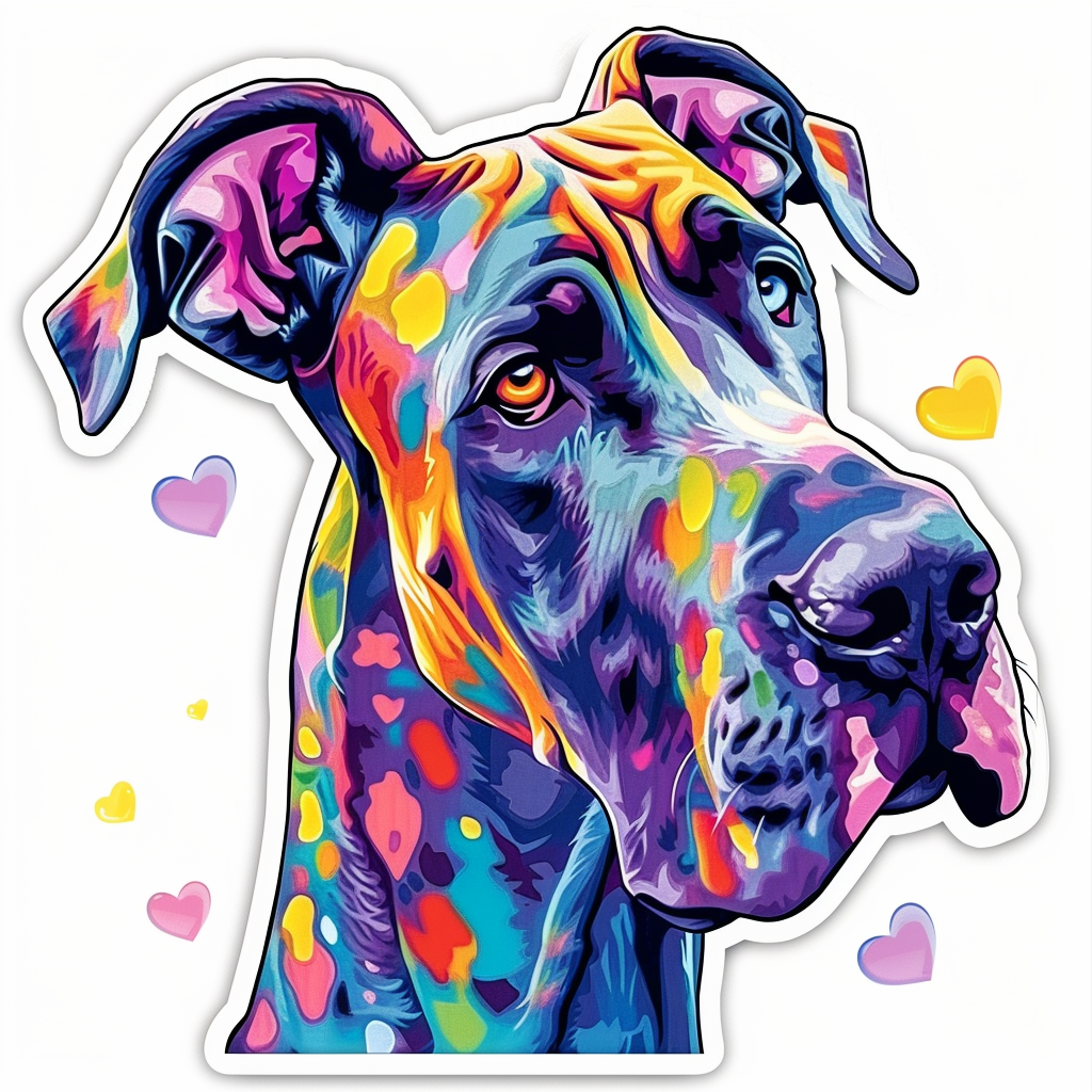 Adorable Great Dane Dog Expressive surreal Vinyl Decal Sticker for Car, Laptop, Tumbler and more # F017954