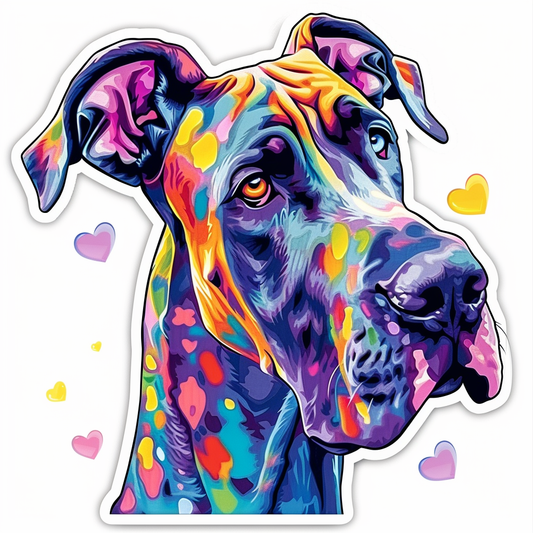Adorable Great Dane Dog Expressive surreal Vinyl Decal Sticker for Car, Laptop, Tumbler and more # F017954