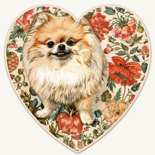 Sticker of a Pomeranian Dog majestic Expressive surreal Heartcore Vinyl Decal Sticker for Car, Laptop, Tumbler and more # F014005