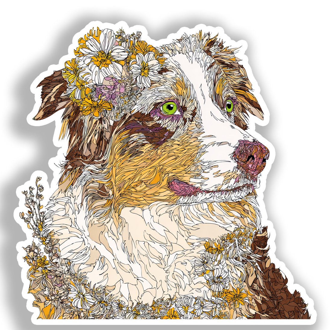 Australian Shepherd Dog Vinyl Decal Sticker for Car, Laptop, Tumbler and more # A018726-4" x 4"