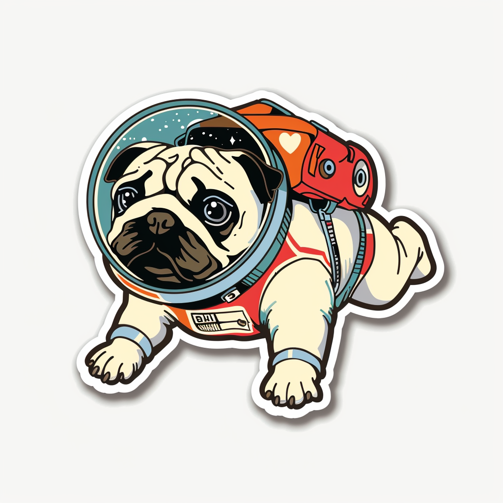 Bulldog Dog astronaut majestic Expressive surreal Vinyl Decal Sticker for Car, Laptop, Tumbler and more # F017357