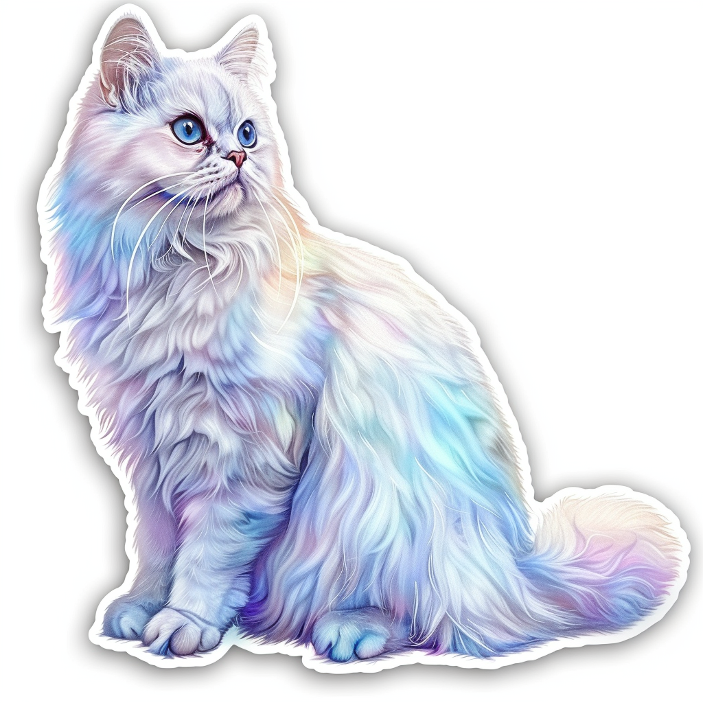 Sticker of a Persian Cat heartcore catlamellar Expressive surreal Vinyl Decal Sticker for Car, Laptop, Tumbler and more # F016439