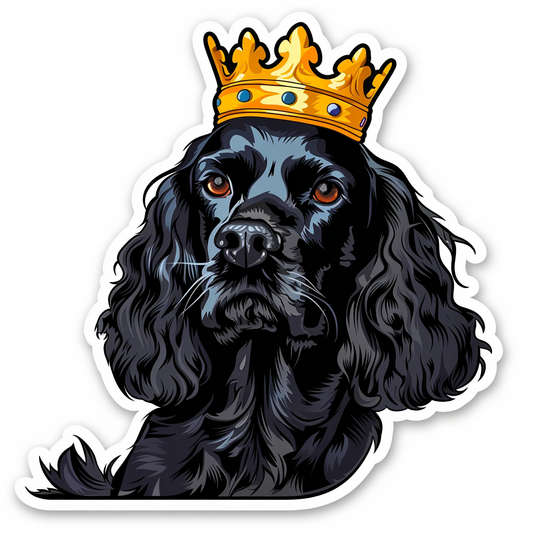 Cocker Spaniel Dog crowned majestic Expressive surreal Vinyl Decal Sticker for Car, Laptop, Tumbler and more # F020272-4" x 4"