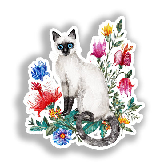 Balinese Cat Vinyl Decal Sticker for Car, Laptop, Tumbler and more # A018705-4" x 4"