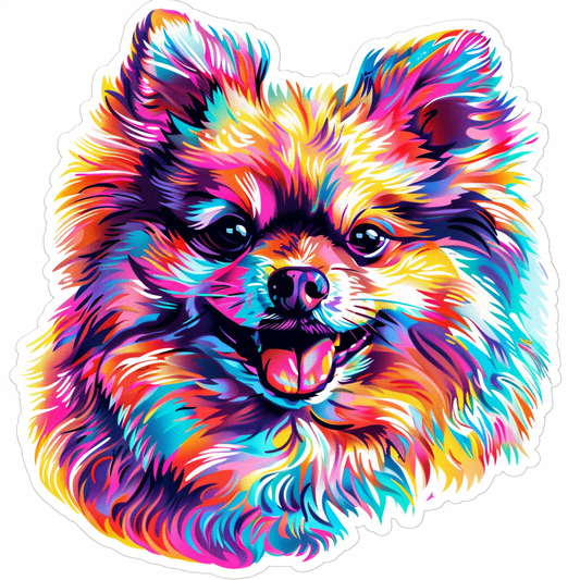 Sticker of a Pomeranian Dog majestic Expressive surreal Vinyl Decal Sticker for Car, Laptop, Tumbler and more # F013765