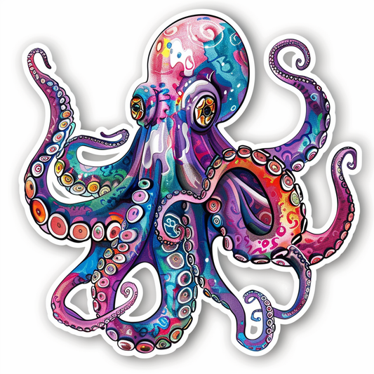 Sticker of a Octopus heartcore majestic Expressive surreal Vinyl Decal Sticker for Car, Laptop, Tumbler and more # F015482