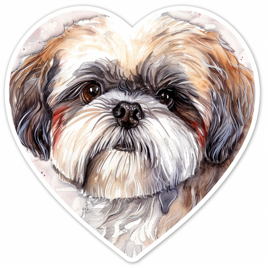 Adorable Shih Tzu Dog Expressive surreal Vinyl Decal Sticker for Car, Laptop, Tumbler and more # F018230