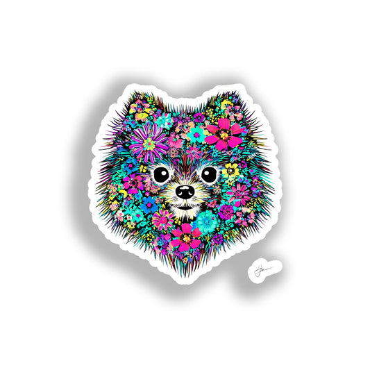 Pomeranian Dog Vinyl Decal Sticker for Car, Laptop, Tumbler and more # A017442-4" x 4"