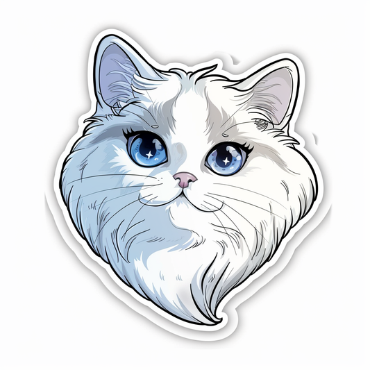 Sticker of a Persian Cat Expressive surreal Vinyl Decal Sticker for Car, Laptop, Tumbler and more # F016448