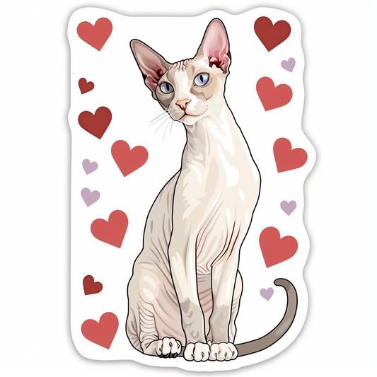 Adorable Cornish Rex Cat Expressive surreal Vinyl Decal Sticker for Car, Laptop, Tumbler and more # F021557-4" x 4"