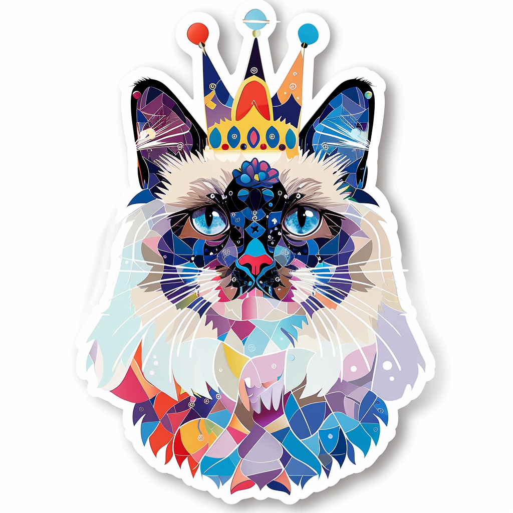 Ragdoll Cat crowned Vinyl Decal Sticker for Car, Laptop, Tumbler and more # F010259