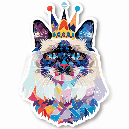 Ragdoll Cat crowned Vinyl Decal Sticker for Car, Laptop, Tumbler and more # F010259