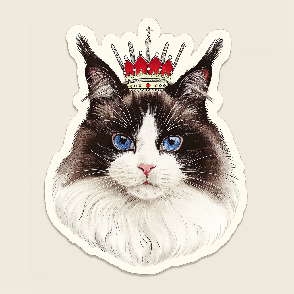 Ragdoll Cat crowned Vinyl Decal Sticker for Car, Laptop, Tumbler and more # F010257