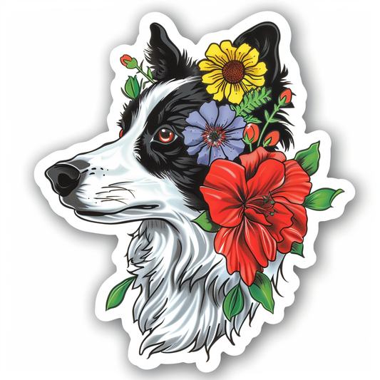 Border Collie Dog majestic Expressive surreal Vinyl Decal Sticker for Car, Laptop, Tumbler and more # F021744-4" x 4"