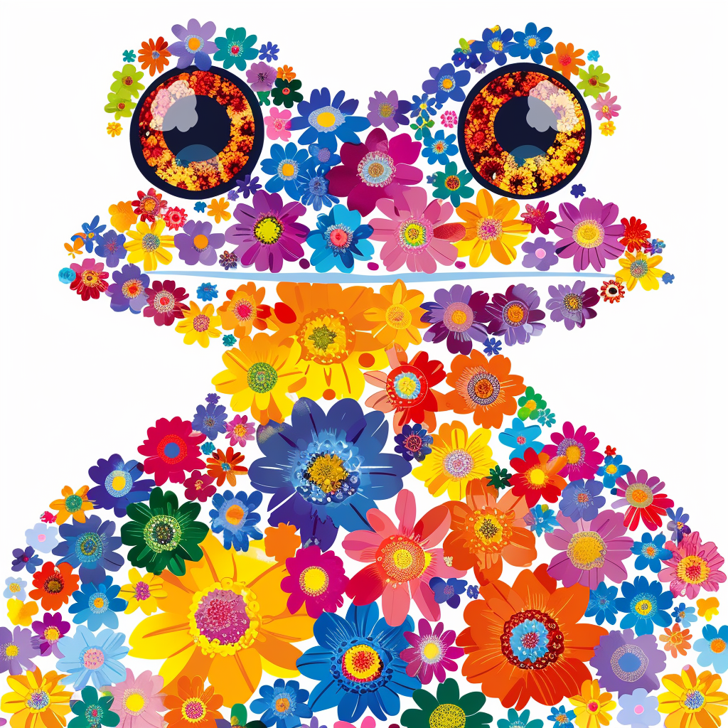 Sticker of a Frog floral majestic Expressive surreal Vinyl Decal Sticker for Car, Laptop, Tumbler and more # F016595