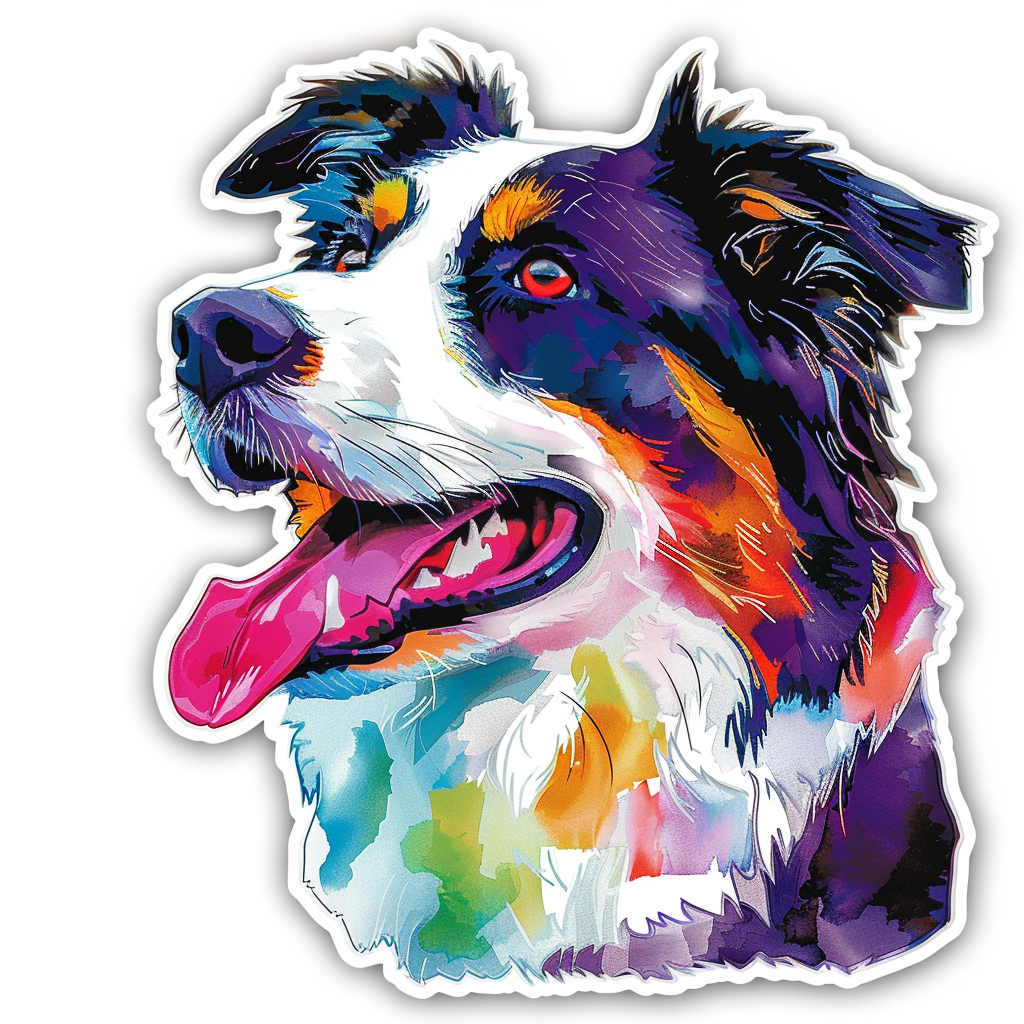 Border Collie Dog majestic Expressive surreal Vinyl Decal Sticker for Car, Laptop, Tumbler and more # F021830-4" x 4"