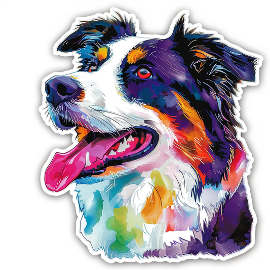 Border Collie Dog majestic Expressive surreal Vinyl Decal Sticker for Car, Laptop, Tumbler and more # F021830-4" x 4"
