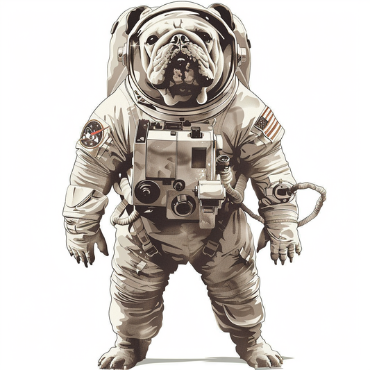 Sticker of a Bulldog Dog astronaut majestic Expressive surreal Vinyl Decal Sticker for Car, Laptop, Tumbler and more # F017293