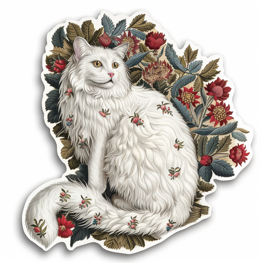Adorable Turkish Angora Cat  Vinyl Decal Sticker for Car, Laptop, Tumbler and more # F020931-4" x 4"