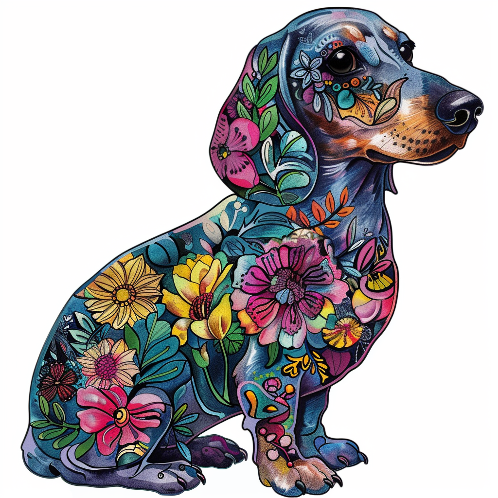 Dachshund Dog floral Vinyl Decal Sticker for Car, Laptop, Tumbler and more # F013117