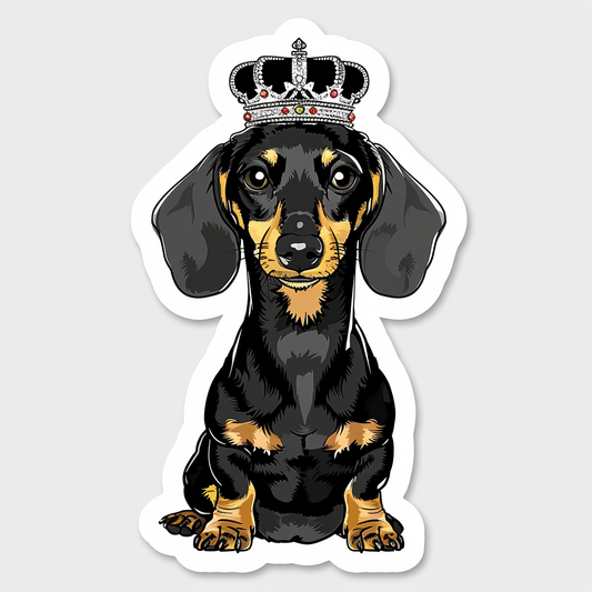Dachshund Dog crowned Vinyl Decal Sticker for Car, Laptop, Tumbler and more # F013200