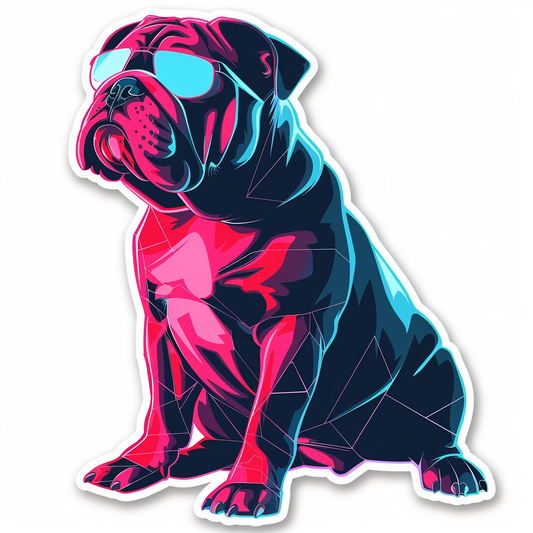 Bulldog Dog cyber punk majestic Expressive surreal Vinyl Decal Sticker for Car, Laptop, Tumbler and more # F017560