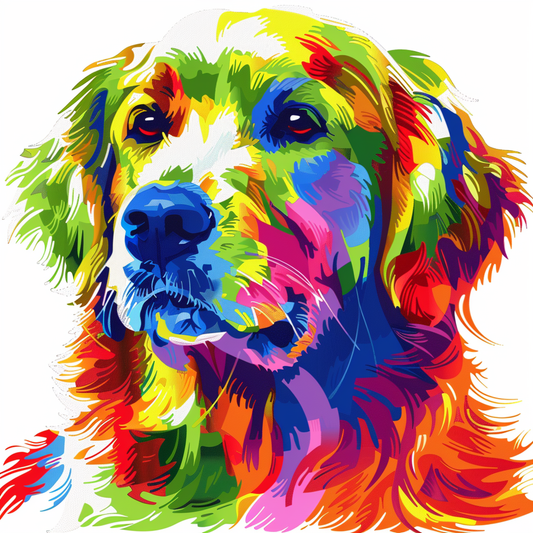 Golden Retriever Expressive surreal Vinyl Decal Sticker for Car, Laptop, Tumbler and more # F020379-4" x 4"