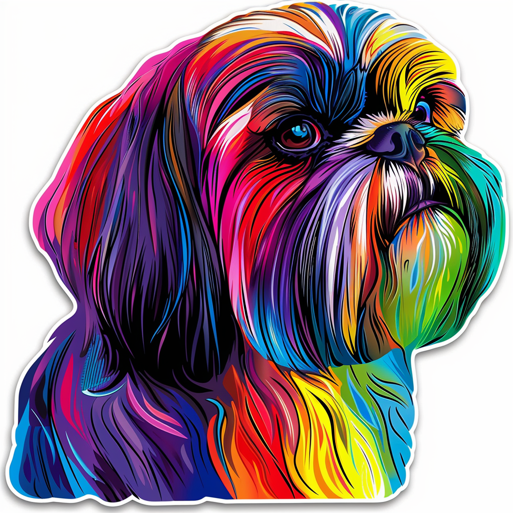 Adorable Shih Tzu Dog Expressive surreal Vinyl Decal Sticker for Car, Laptop, Tumbler and more # F018344