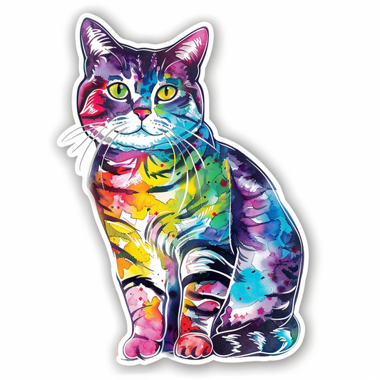 American Shorthair Cat majestic Expressive surreal Vinyl Decal Sticker for Car, Laptop, Tumbler and more # F019875-4" x 4"