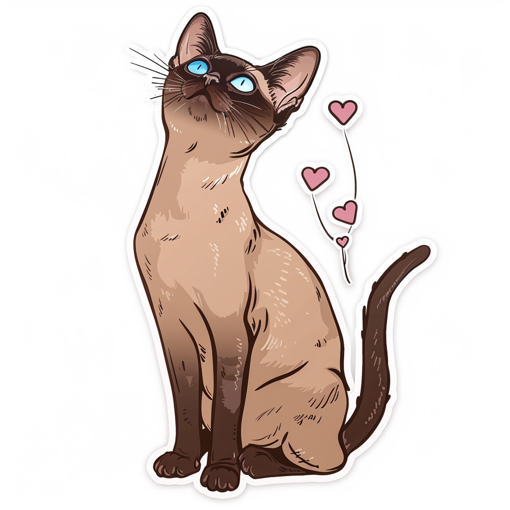 Burmese Cat heartcore Vinyl Decal Sticker for Car, Laptop, Tumbler and more # F011023