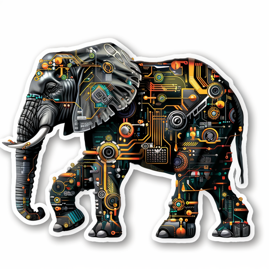 Elephant Expressive surreal Vinyl Decal Sticker for Car, Laptop, Tumbler and more # F022221-4" x 4"