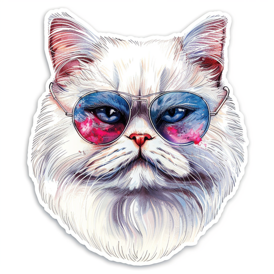 Persian Cat Expressive surreal Vinyl Decal Sticker for Car, Laptop, Tumbler and more # F016005