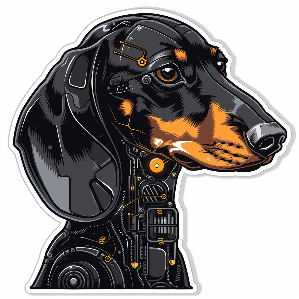Dachshund Dog cyber punk Vinyl Decal Sticker for Car, Laptop, Tumbler and more # F012873