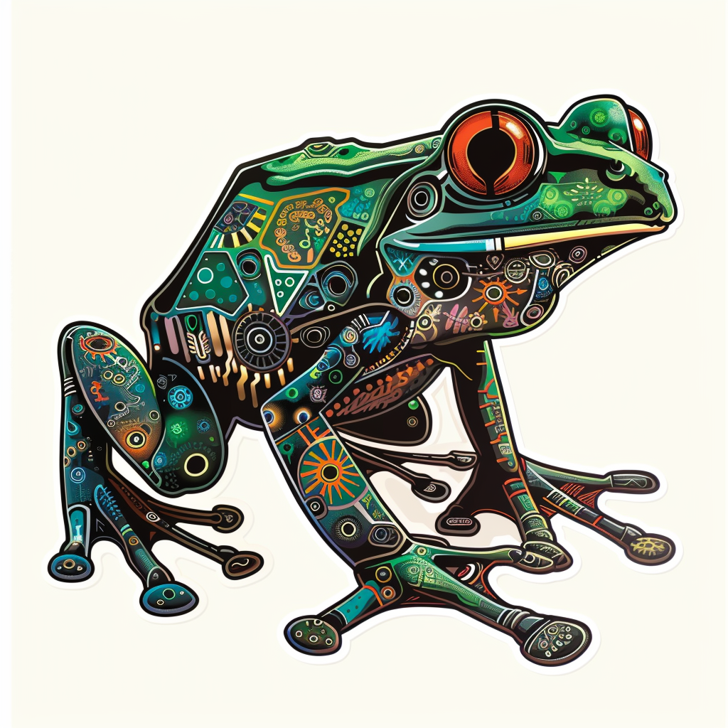 Sticker of a Frog cute and adorable Expressive surreal Vinyl Decal Sticker for Car, Laptop, Tumbler and more # F016731