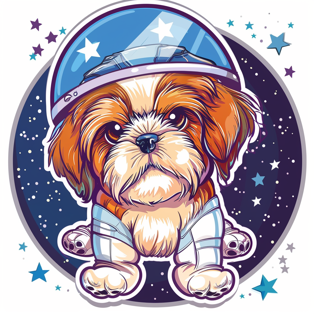 Adorable Shih Tzu Dog Expressive surreal Vinyl Decal Sticker for Car, Laptop, Tumbler and more # F018148