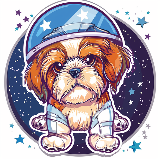 Adorable Shih Tzu Dog Expressive surreal Vinyl Decal Sticker for Car, Laptop, Tumbler and more # F018148