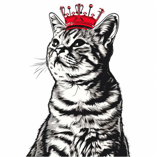 American Shorthair Cat crowned majestic Expressive surreal Vinyl Decal Sticker for Car, Laptop, Tumbler and more # F019827-4" x 4"